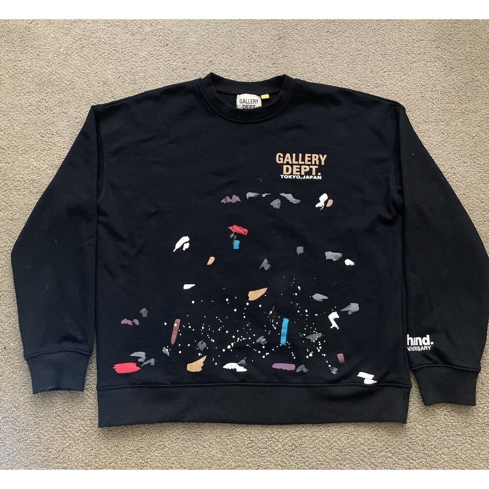 Gallery Dept Sweatshirt Mens L Black Tokyo Japan Firsthand Paint Splatter 1 Year